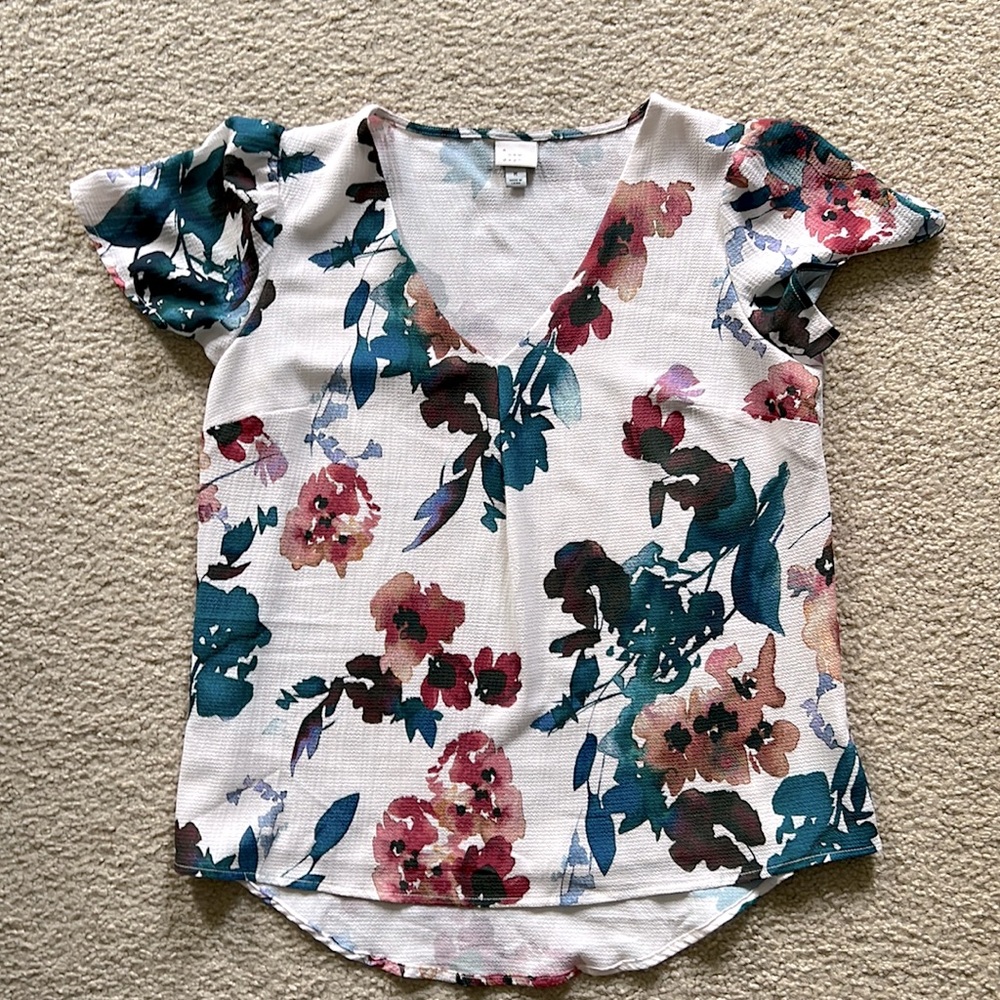A New Day Watercolor Floral Blouse Size M